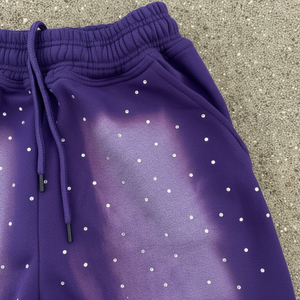 Short sur mesure de haute qualité 100% coton toile Sun Fade Rhinestone solide motif séchage rapide broderie 3D décontracté haut pour hommes - Product Image 4