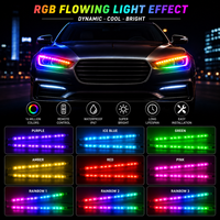Bande lumineuse LED flexible en forme de larmes d'ange avec clignotants séquentiels RGB, feux de jour DRL et fonction de suivi jaune
