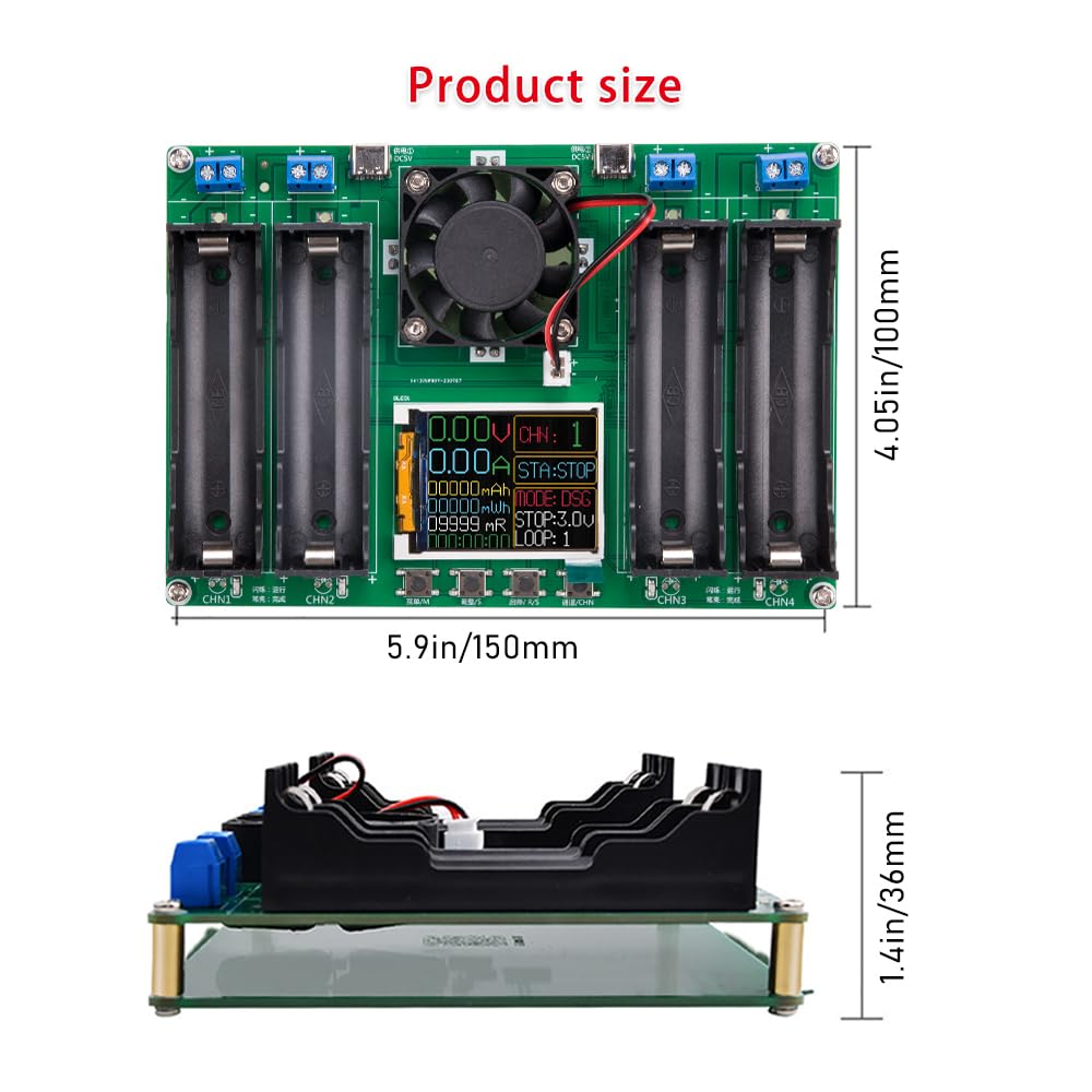 MAh MWh Digital Battery Power Detector Module 18650 Lithium Battery Capacity Tester Module 18650 Battery Tester Type C