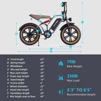 Vélo électrique Happyrun G60 Tank 48V avec batterie, moteur arrière brushless 750W, pneus larges tout-terrain, autonomie 60KM, 28+mph, 330 Lbs