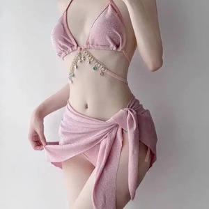 ชุดว่ายน้ำสตรีแบบห่วงคล้องบิกินี่ชุดว่ายน้ำแบบหน้าคู่ชุดว่ายน้ำแบบเรียบเซ็กซี่บิกินี่สำหรับปาร์ตี้สระว่ายน้ำใหม่ - Product Image 3