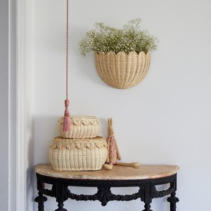 Joli panier en rotin en forme de fraise pour la décoration murale handbraid paniers de rangement suspendus naturels - Product Image 3