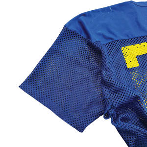 Camiseta de fútbol americano con estampado de malla de ojo de buey azul personalizada de fábrica Premium, camiseta de gran tamaño con cuello en V Retro Boxy Fit High - Product Image 4