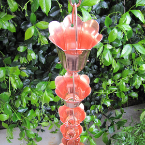 Cadena de lluvia de diseño de loto de cobre y Metal más vendida, cadena de lluvia de canalón, cadena de lluvia en 10 tazas, decoraciones para el jardín del hogar - Product Image 5