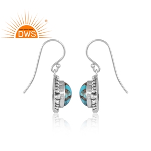 Meilleure vente de boucles d'oreilles en argent sterling oxydé naturel Mojave cuivre turquoise pierres précieuses fabricant de bijoux personnalisés - Product Image 3