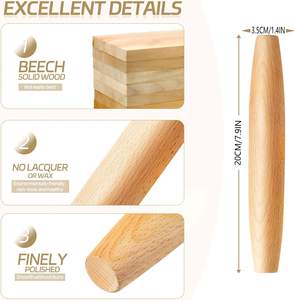 Rouleau à pâtisserie français pour la cuisson-Rouleau à pâte en bois pour pizza fondant pâtes boulettes tortillas (20cm) - Product Image 2