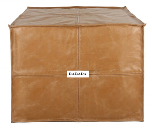 Genuine Leather Pouf in High Quality Light Brown Color Hairon Leather Used in Home and Offices for Seating and Decor Purposes - Product Image 1