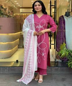 ชุด pakistani ผ้าฝ้ายสีฟ้าอินเดียผู้หญิงอินเดียพร้อมที่จะสวมใส่การผลิต - Product Image 6