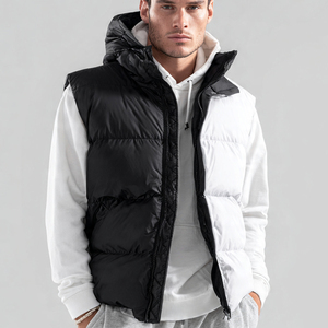 Gilet matelassé streetwear pour homme, veste sans manches à capuche, gilet matelassé rembourré pour homme, gilet matelassé épais pour homme, chaud pour l'hiver - Product Image 5