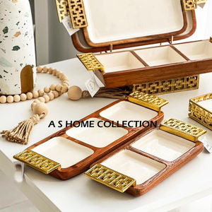 Plateau de service en métal design Rectangulaire de luxe Argenté avec poignée en laiton Plateau décoratif pour maison et hôtel - Product Image 6