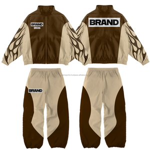 Conjunto personalizado con cremallera para hombre, chaqueta de nailon de poliéster con cremallera, pantalones, conjunto cortavientos de dos piezas, chándal para mujer - Product Image 6