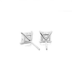 Boucles d'oreilles en diamant de laboratoire princesse de 2 carats E VS pour femme Vala Brothers ER-2, plaqué or 18 carats, or blanc, 4,1 carats au total - Product Image 3