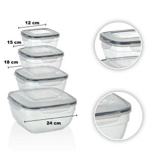 AFOSSA Ensemble de récipients hermétiques pour le stockage des aliments-4 pièces-Récipients de stockage de cuisine sans BPA en plastique-Lave-vaisselle - Product Image 1