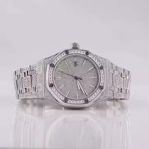 Luxury Moissanite Diamond <b>Watch</b> Automatic <b>Watch</b> White Gold Plated Fully Iced Out VVS clarity Bar Dial <b>Watch</b> For Men & <b>Women</b> - Product Image 1