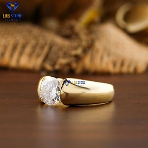 1.57 TDW bague en diamant taille ronde 18k or jaune motif Solitaire certifié/non certifié diamant Labstone bijoux - Product Image 2