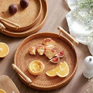 Bandeja de servicio de ratán hecha a mano para decoración del hogar de diseño único moderno o bandeja de caña o bambú a un precio razonable - Product Image 5