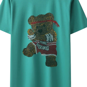 เสื้อยืดลายหมีชกมวยประดับพลอยเทียมออกแบบได้เองเสื้อยืดลายการ์ตูนวิบวับเสื้อยืดแนวสตรีทสวมใส่ได้ทั้งชายและหญิง - Product Image 6