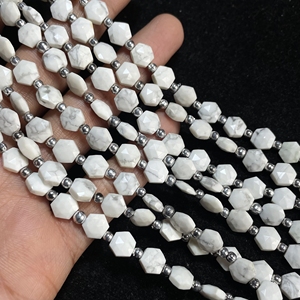 Cuentas de forma hexagonal facetadas de howlita, cuentas de fantasía de piedras preciosas naturales de 8MM, suministros de cuentas al por mayor - Product Image 4