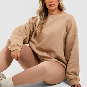 Venta al por mayor de algodón para mujer sudadera de gimnasio en blanco de manga larga sudadera de gran tamaño de calidad superior Sudadera de cuello redondo - Product Image 3