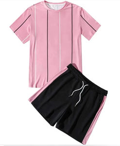 Ensemble court homme personnalisé avec logo imprimé, 100% coton, t-shirt à manches courtes et short, vêtements homme, ensemble court 2 pièces homme - Product Image 1