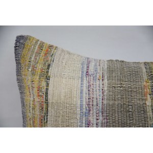 <b>Beige</b> Wool 16x24 Inch Kantha Pillow Luxury Vintage Embroidered Floral Print <b>Cushion</b> Woven Decorative Bedding Portable Feature - Product Image 2