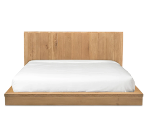 Cadre de lit en teck massif, finition naturelle minimaliste, lit plateforme pliable avec rangement pour la maison, l'hôtel, la villa - Product Image 3