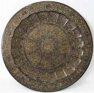 Plateau de service rond en métal martelé, finition dorée, plateau décoratif en fer pour la maison, l'hôtel, le restaurant, la décoration de table - Product Image 3