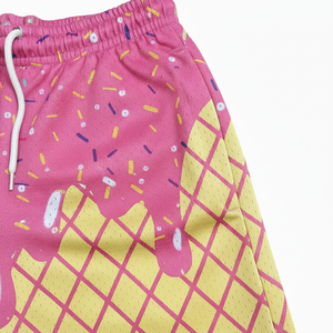 Pantalones Cortos Deportivos Personalizados de Fábrica con Estampado de Patrones de Hielo para Niños, Jóvenes y Hombres, Cintura con Cordón Ajustable, 100% Poliéster, Casuales de Verano - Product Image 4