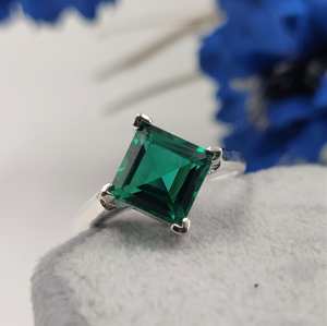 Esmeralda corte laboratorio creado Esmeralda 925 anillo de plata esterlina para mujer anillo de compromiso hecho a mano anillo de piedras preciosas regalos para ella - Product Image 5