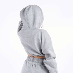 Custom Logo Drop Shoulder Heavyweight Women Hoodies French <b>Terry</b> Pullover Crop Top Hoodie Plain Blank Design for <b>Bulk</b> Orders - Product Image 3