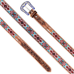 เข็มขัดหนังแท้คุณภาพพรีเมียม สไตล์ตะวันตก หัวเข็มขัดโลหะผสม ดีไซน์ปักลาย ใช้ได้ทั้งชายและหญิง ปรับแต่งสีและขนาดได้ ความกว้าง 40 มม. ทนทาน - Product Image 3