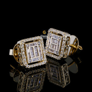 Boucles d'oreilles clous uniques de forme carrée, fabriquées en argent sterling 925, serties de diamants de laboratoire VVS de 2 carats, plaquées rhodium, style hip-hop - Product Image 4