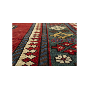 Alfombra Kilim de Lana Kiaan de Gran Tamaño, Anudada a Mano, con Patrón Geométrico Rojo y Naranja, para Entrada, Pasillo, Rectangular, Modelo Paem-1442, 9x12 - Product Image 3