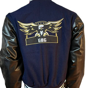 Veste universitaire à logo personnalisé haut de la rue bombardier à col montant noir de jais broderie brillante OEM matériel qualité d'exportation nouveau design - Product Image 1