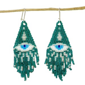 Boucles d'oreilles élégantes en perles de rocaille faites à la main Boucles d'oreilles longues en broderie de perles de rocaille personnalisées Boucles d'oreilles pendantes - Product Image 1