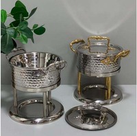 Nouvel Arrivage – Plat de Service Chafing Dish de Luxe Moderne en Acier Inoxydable, Design Martelé, Durable, Prêt pour Gaz et Induction