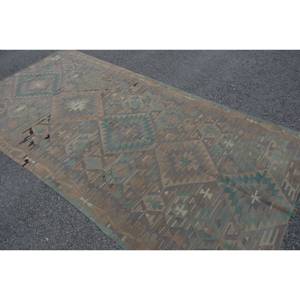 Tapis turc traditionnel Beige vert 4.8x 9.4ft fait à la main tapis de salon Design Aubusson rectangulaire pour chevet - Product Image 4