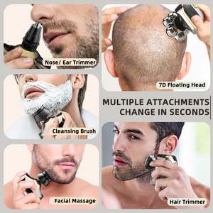 Rasoir Électrique à Écran LED Anti-Pincement, Technologie IPX7, Utilisation Humide/Sèche, pour Hommes Chauves, Inclut un Tondeuse Nez-Oreilles pour le Corps - Product Image 4