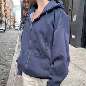 Sudadera con capucha informal con cremallera para mujer OEM con impresión de logotipo de material transpirable de ajuste personalizado y marca de etiqueta privada - Product Image 2