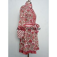 Robe d'été bohème pour femmes, en coton, imprimé bloc, robe midi faite à la main par un designer, légère, à fleurs, décontractée, pour la plage ou les vacances