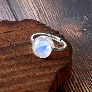 Round Cut Rainbow Moonstone 925 Sterling Silver <b>Adjustable</b> <b>Ring</b> - Product Image 3