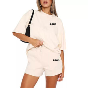 Prix de gros 2025 sur mesure femmes été à manches courtes ensembles décontractés broderie impression Logo mode Simple motif solide - Product Image 5