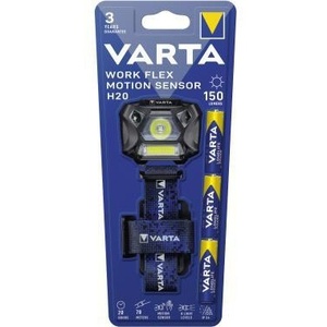 Linterna frontal Varta Work Flex con sensor de movimiento H20, luz alta de 150 lm, luz baja de 45 lm, LED, duración de luz alta de 4 h, luz baja de 20 h, funciona con pilas AAA/Micro, resistente al agua y duradera. - Product Image 1