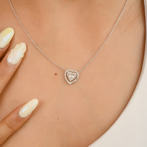 Authentique collier à breloques en or blanc massif 18 carats en forme de cœur avec diamant fabriqué à la main 100% cadeaux d'anniversaire pour femmes bijoux artisanaux - Product Image 2