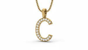 Colgante de Letra C de Oro y Diamantes de Moda, Oro de 18K con Diamantes Naturales, Joyería Fina Personalizada Minimalista, Regalo para Mujer - Product Image 4