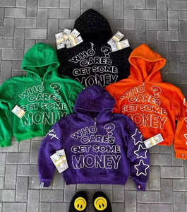 เสื้อมีฮู้ดผ้าฟรนซ์มีซิปรูดรูดซิปมีฮู้ดสำหรับผู้ชายผ้าฝ้ายเทอร์รี่พิมพ์ลายกราฟิก2025 - Product Image 4