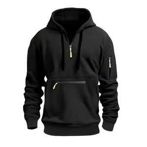 2025 nouveau hiver personnalisé hommes quart Zip sweats 100% coton polaire graphique pull col montant surdimensionné capuche bricolage motif - Product Image 1