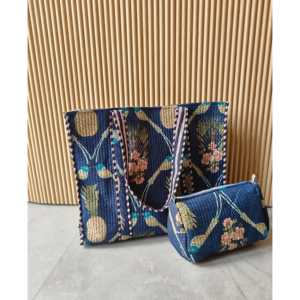 Bolso de Mano Bohemio Bordado con Aves del Amor para Mujer, Resistente al Agua, para Todas las Temporadas, Gran Capacidad, Ligero, de Algodón Reciclado - Product Image 3