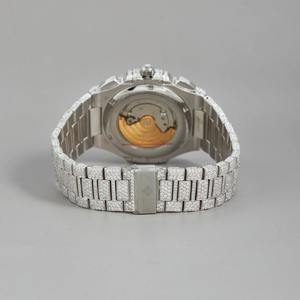 Montre Hip Hop de Luxe en Moissanite avec Diamants Ronds Taillés Brillant, Boîtier Plaqué Argent Massif 925, Entièrement Sertie VVS - Product Image 2