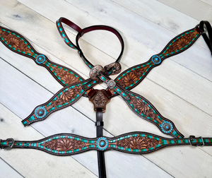 Juego de Accesorios para Montar a Caballo Black Sunflower |   Juego de Brida de Cuero para Caballo con Cabezada Occidental de Una Oreja |   EquiElite Exports EQ-001 Equipo Ecuestre Personalizado - Product Image 4